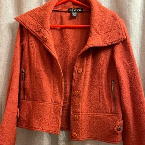 Burnt orange cropped 100% wool jacket size M